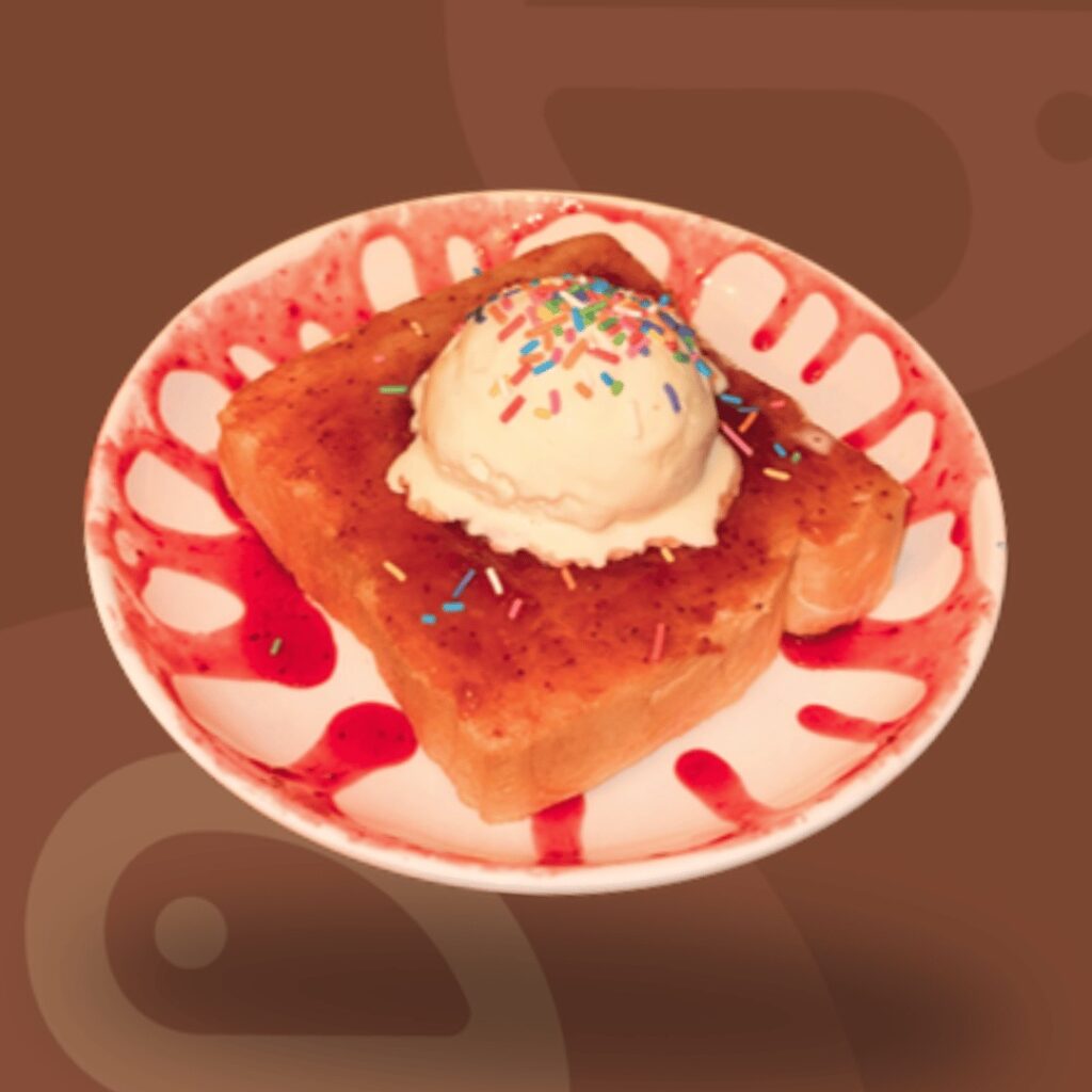 Brick toast with ice cream